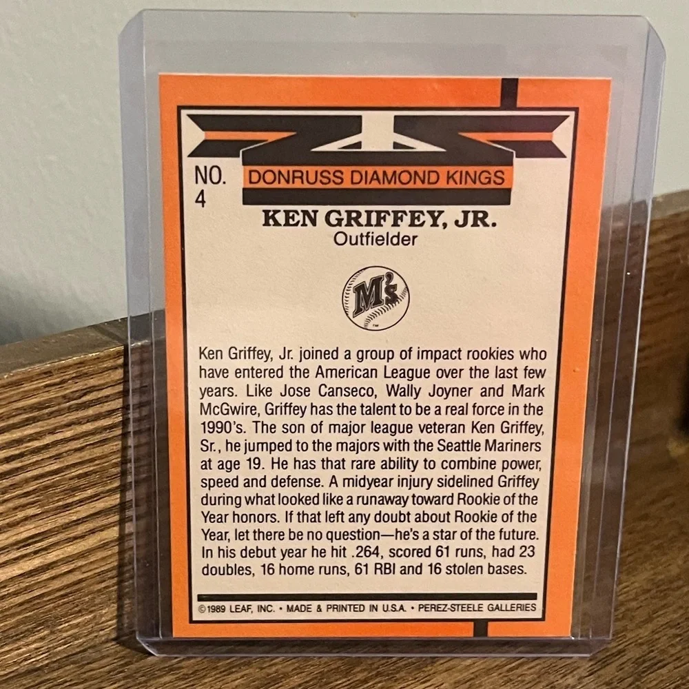 Ken Griffey Jr ⚾️ 1989 Error/Misprint Vintage Donruss Diamond Kings MLB Card #4
